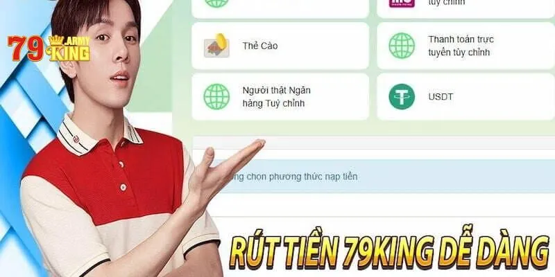 Chọn mục “Rút tiền” để rút tiền 79king